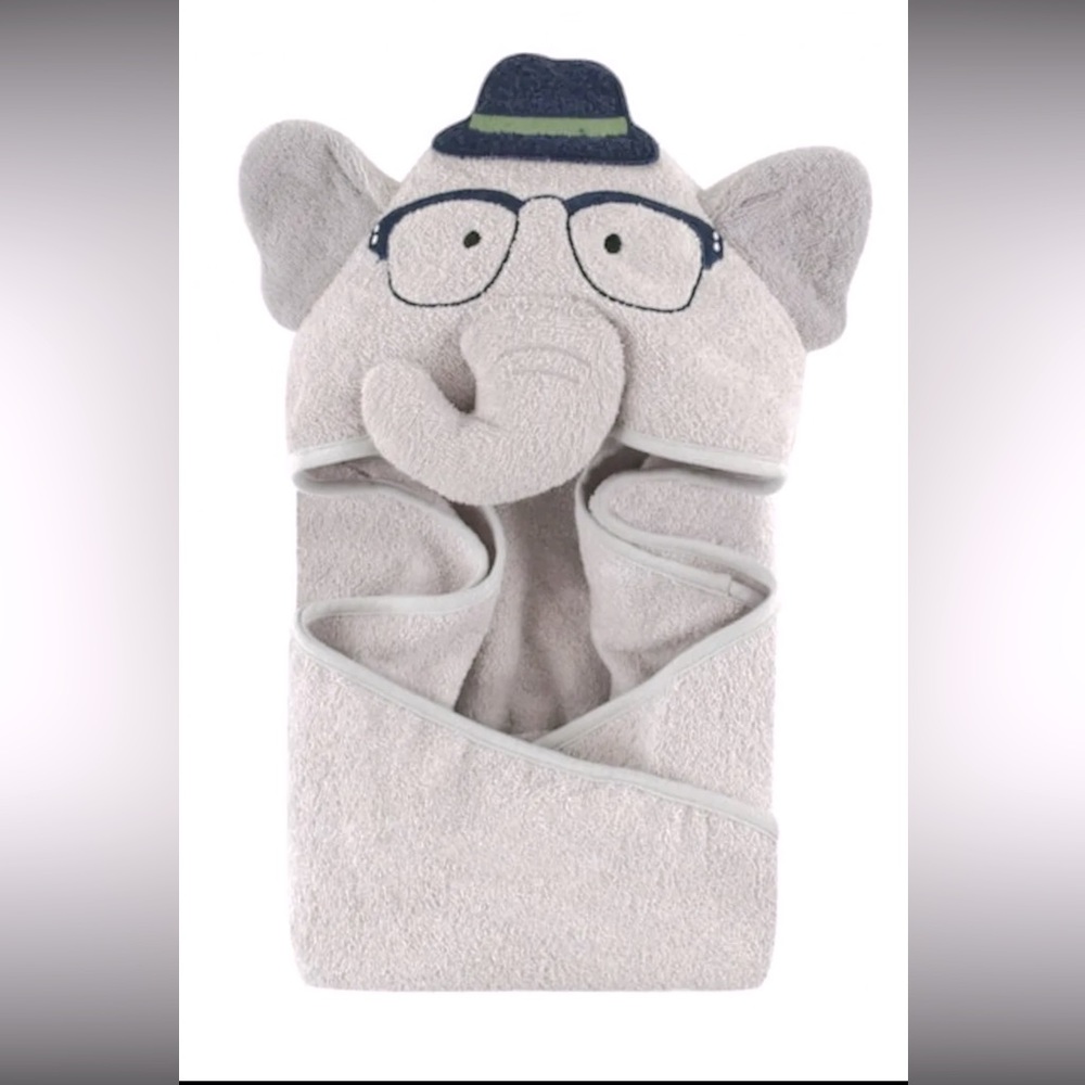 NEW! Hudson Baby Cotton Animal Face Hooded Towel, Smart Elephant, One Size